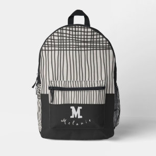 Mochila Impresa Simple black minimalist monogram and name minimal 
