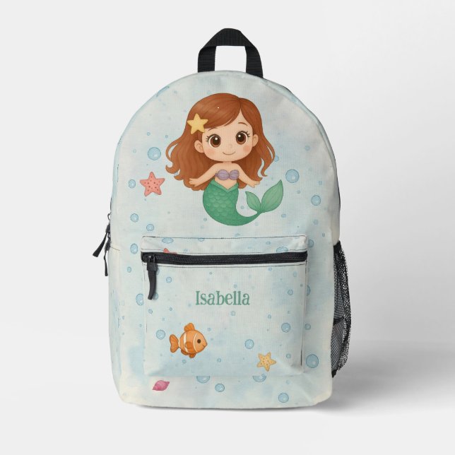 Mochila Impresa Simple cute little mermaid kids (Anverso)