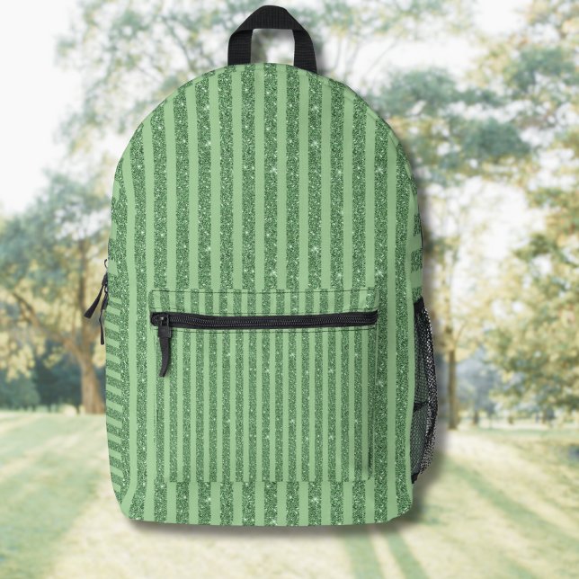 Mochila Impresa Simple Forest Green Glitter Style Vertical Stripes (Subido por el creador)