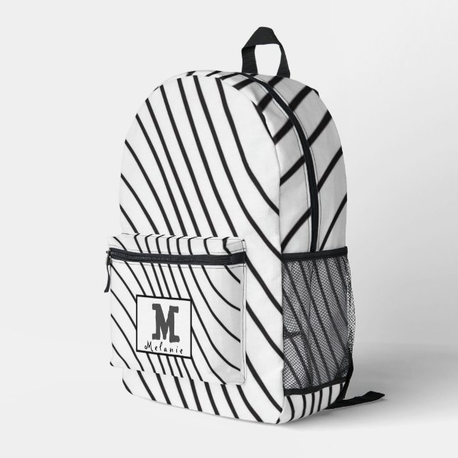 Mochila Impresa Simple Minimal Monogram black and white (Esquina derecha trasera )