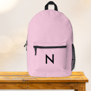 Mochila Impresa Simple Mínimo Rosa Monograma Lindo Colegio