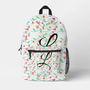 Mochila Impresa Simple verde púrpura acuarela añade tu monograma n