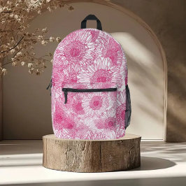 Mochila Impresa Simple White and Pink Floral Seamless Pattern 
