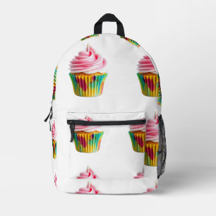 Mochila Impresa Single Cupcake with Pink and White Frosting