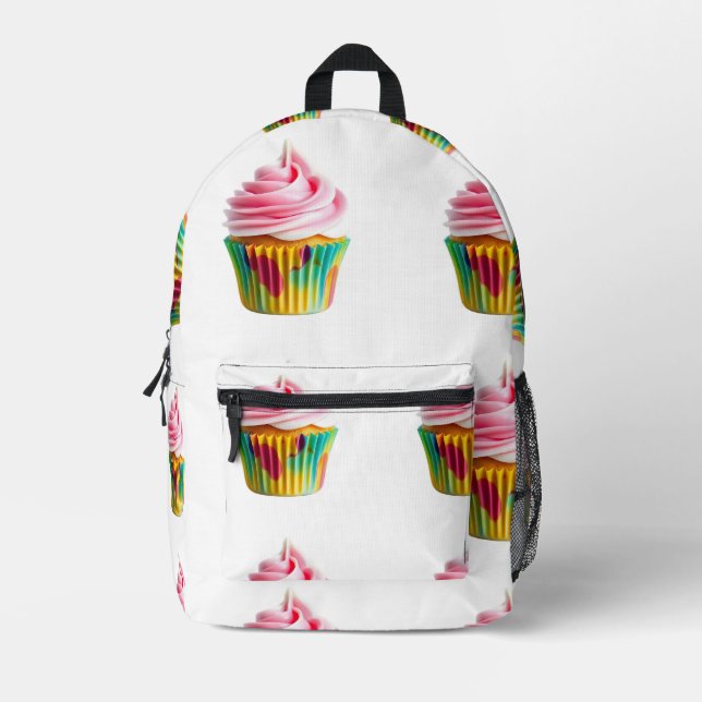 Mochila Impresa Single Cupcake with Pink and White Frosting (Anverso)
