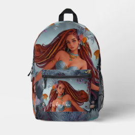 Mochila Impresa Sirena acuática afroamericana