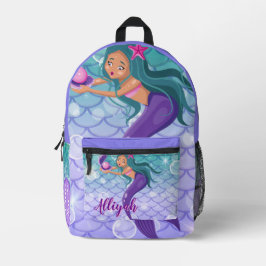 Mochila Impresa Sirena Lila Personalizada