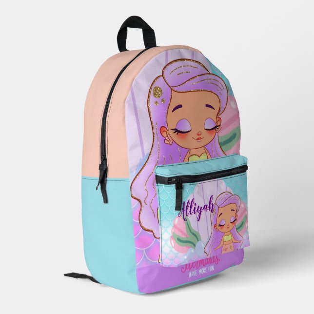 Mochila Impresa Sirena personalizada Azure/Naranja (Esquina izquierda trasera)
