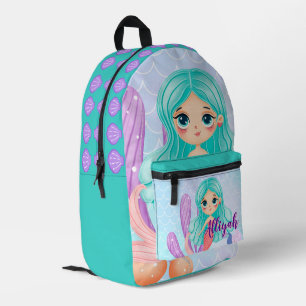 Mochila Impresa Sirena personalizada cian
