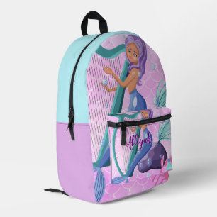 Mochila Impresa Sirena personalizada lavanda/azul