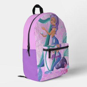 Mochila Impresa Sirena personalizada lavanda/rosa