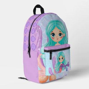 Mochila Impresa Sirena personalizada pastel lavanda