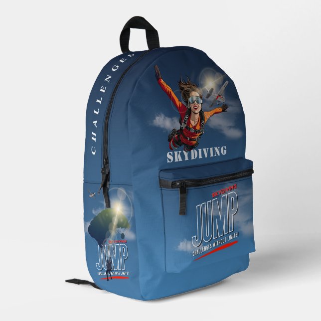 Mochila Impresa Skydiving-Feel Freedom Above the Clouds | Women (Esquina izquierda trasera)