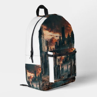 Mochila Impresa "Skyline post-apocalíptica: Iconos de un mundo caí