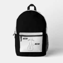 Mochila Impresa Slinky Black Cat meow Meow Green Eyes y Silver