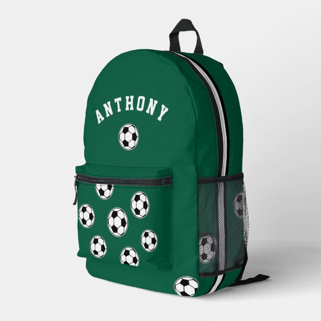 Mochila Impresa Soccer Green Personalised Kids Back to School (Esquina derecha trasera )