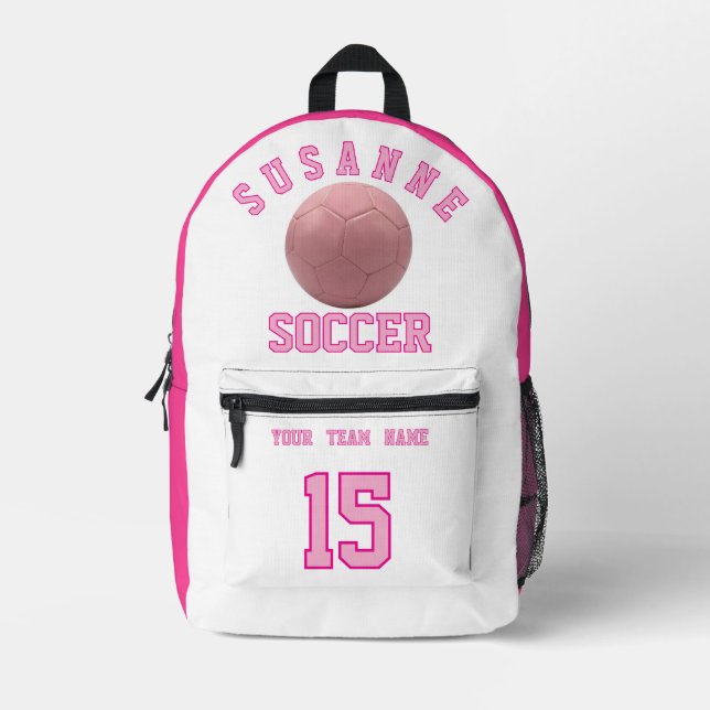 Mochila Impresa SOCCER Team Name Custom Sports Rose pink (Anverso)
