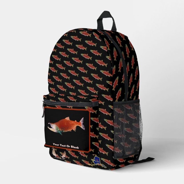 Mochila Impresa Sockeye Salmon en rojo (Esquina derecha trasera )