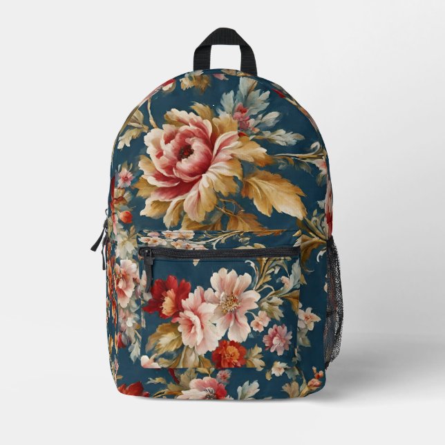 Mochila Impresa Sofisticado diseño floral italiano hermoso (Anverso)