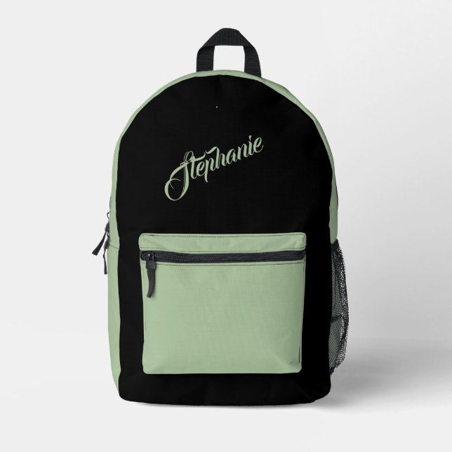 Mochila Impresa Solid Sage Green with Name (Anverso)