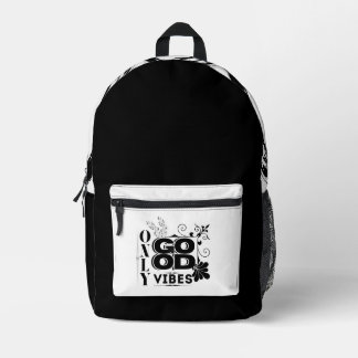 Mochila Impresa Sólo buenas vibraciones - tipografía motivacional 