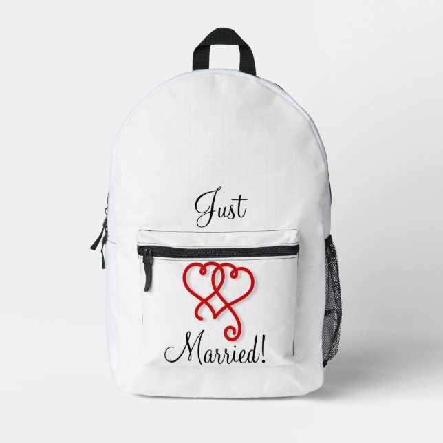 Mochila Impresa Solo Casado Con Dos Corazones Rojos Rizados Y Vinc (Anverso)