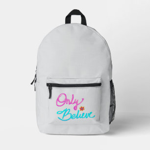 Mochila Impresa Sólo Cita Cristiana Believe con Flor
