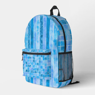 MOCHILA IMPRESA SOMBRAS DE AZUL BRILLANTE Y TIRA