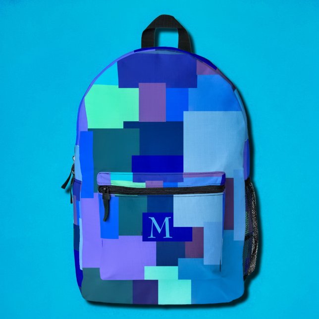 Mochila Impresa Sombras de azul - tu monograma (Subido por el creador)