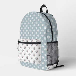 MOCHILA IMPRESA SOMBRAS DE FLORES AZULES Y MARRONES DE PEQUEÑOS DÍ