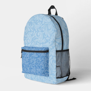MOCHILA IMPRESA SOMBRAS DE PATRONES DE DAMASCO ORNADOS AZULES