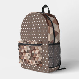 MOCHILA IMPRESA SOMBRAS DE PUNTOS Y TRIÁNGULOS DE POLKA MARRONES D