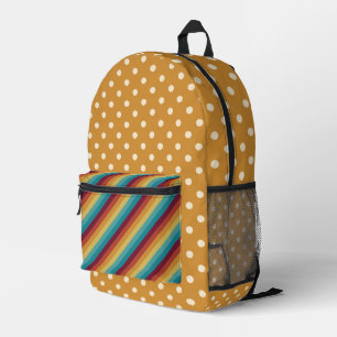 MOCHILA IMPRESA SOMBRILLAS DE HUELLAS Y PUNTOS DE NARANJA TURQUESA