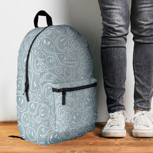 Mochila Impresa Sonrisa Fría Cara Sonriente Azul Elegante