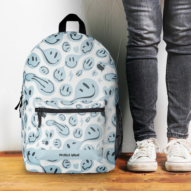 Mochila Impresa Sonrisa suave cara graciosa niños adolescentes cie (Cute Smile Smiling Face Funny Kids Teen Sky Blue Printed Backpack
)