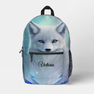 Mochila Impresa Sorprendente Fox de Nieve Blanca sobre Tierra de H
