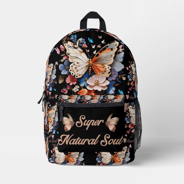 Mochila Impresa Soul Super Natural: Arte Jardín de Mariposa (Anverso)