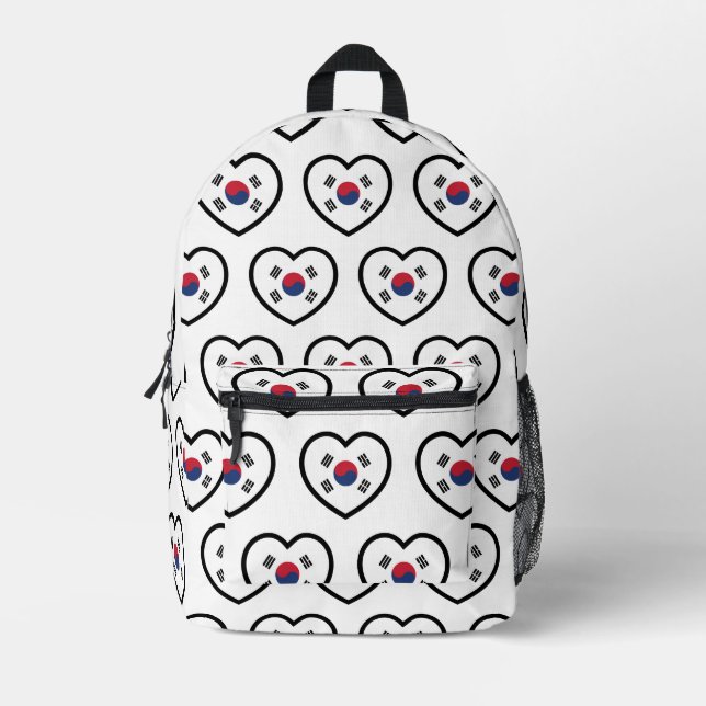 Mochila Impresa South Korea Flag Heart (Anverso)