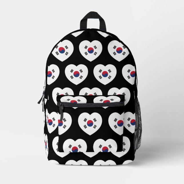 Mochila Impresa South Korea Flag Heart (Anverso)