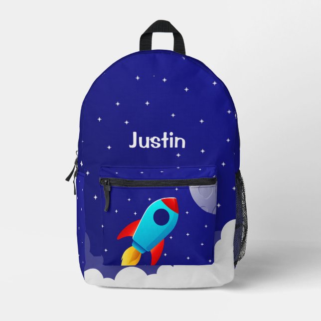 Mochila Impresa Space Adventure Rocket Design (Anverso)
