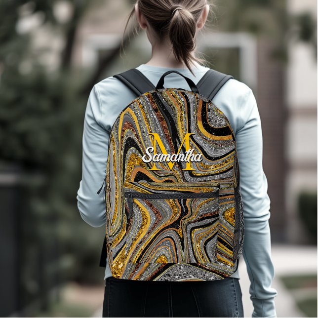 Mochila Impresa Sparkle Glam Purpurina arte de mármol femenino oro (Subido por el creador)