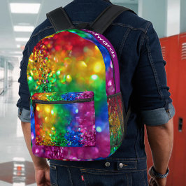 Mochila Impresa Sparkling Color Burst Rainbow Sequing Personalizab