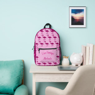 Mochila Impresa Sparkly flamingo Patrón de chispas rosas Nombre pe