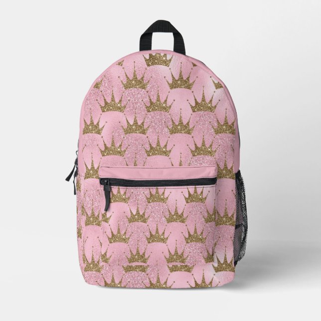Mochila Impresa Sparkly Gold Crown (Anverso)
