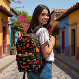 Mochila Impresa Spicy Peppers Pattern Personalized Backpack