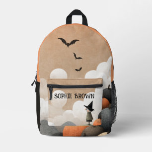 Mochila Impresa Spookee Cute Watercolor Halloween Bruja con nombre