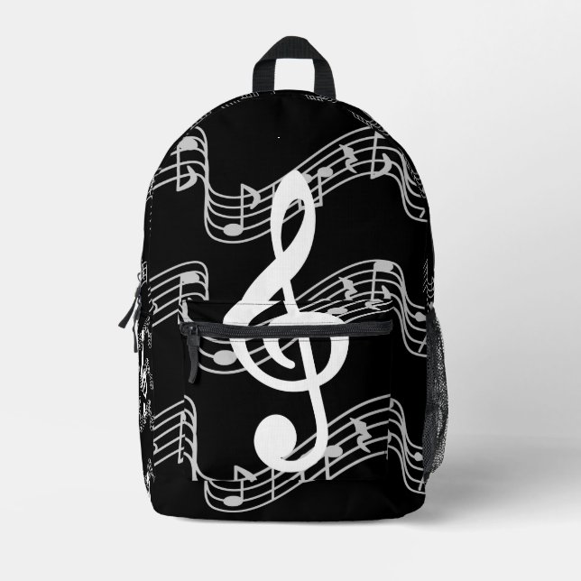 Mochila Impresa Staand and Treble Clef on Black Wireless Charger (Anverso)
