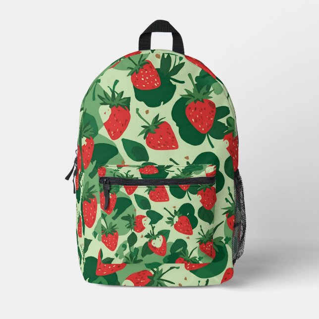 Mochila Impresa Strawberry Backpack – Cute Fruit-Themed Design (Anverso)