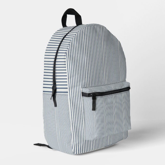 Mochila Impresa Stripes Modern Indigo Minimalist Elegance (Esquina izquierda trasera)