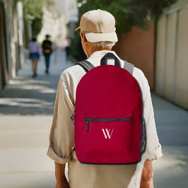 Mochila Impresa Su monograma en burgundy